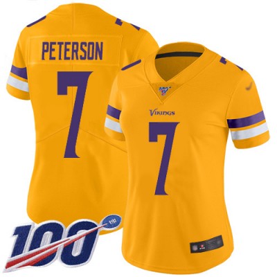 Nike Minnesota Vikings #7 Patrick Peterson Gold Women's Stitched NFL Limited Inverted Legend 100th Season Jersey